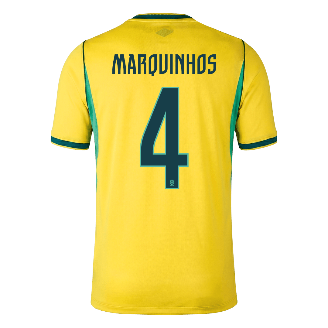 Camiseta MARQUINHOS #4 Brazil 2026 Primera Equipación Copa del Mundo - Versión Hincha