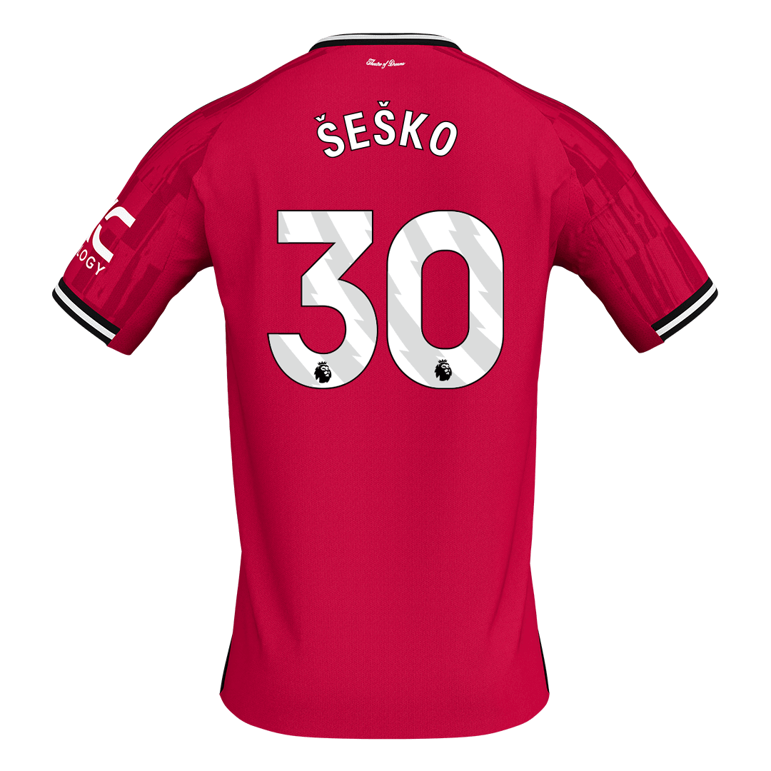 Calidad Premium Camiseta ŠEŠKO #30 Manchester United 2025/26 Primera Equipación -Versión Hincha