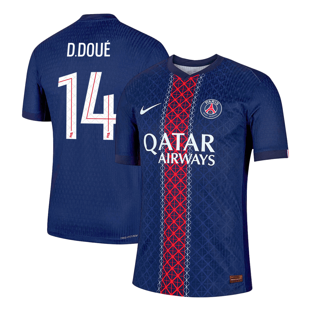 Camiseta Auténtica D.DOUÉ #14 PSG 2025/26 Primera Equipación-Versión Jugador