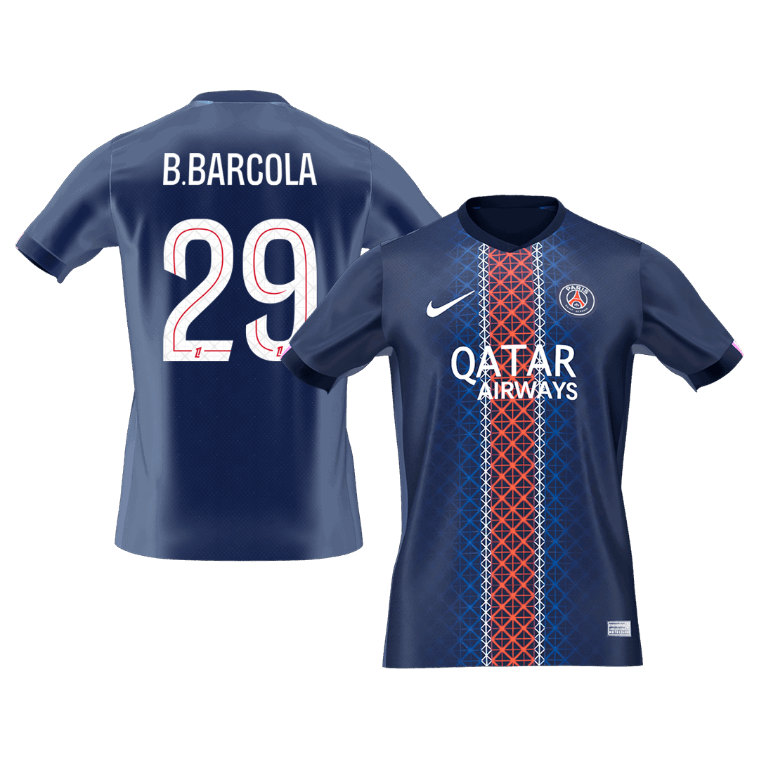 Calidad Premium Camiseta B.BARCOLA #29 PSG 2025/26 Primera Equipación-Versión Hincha