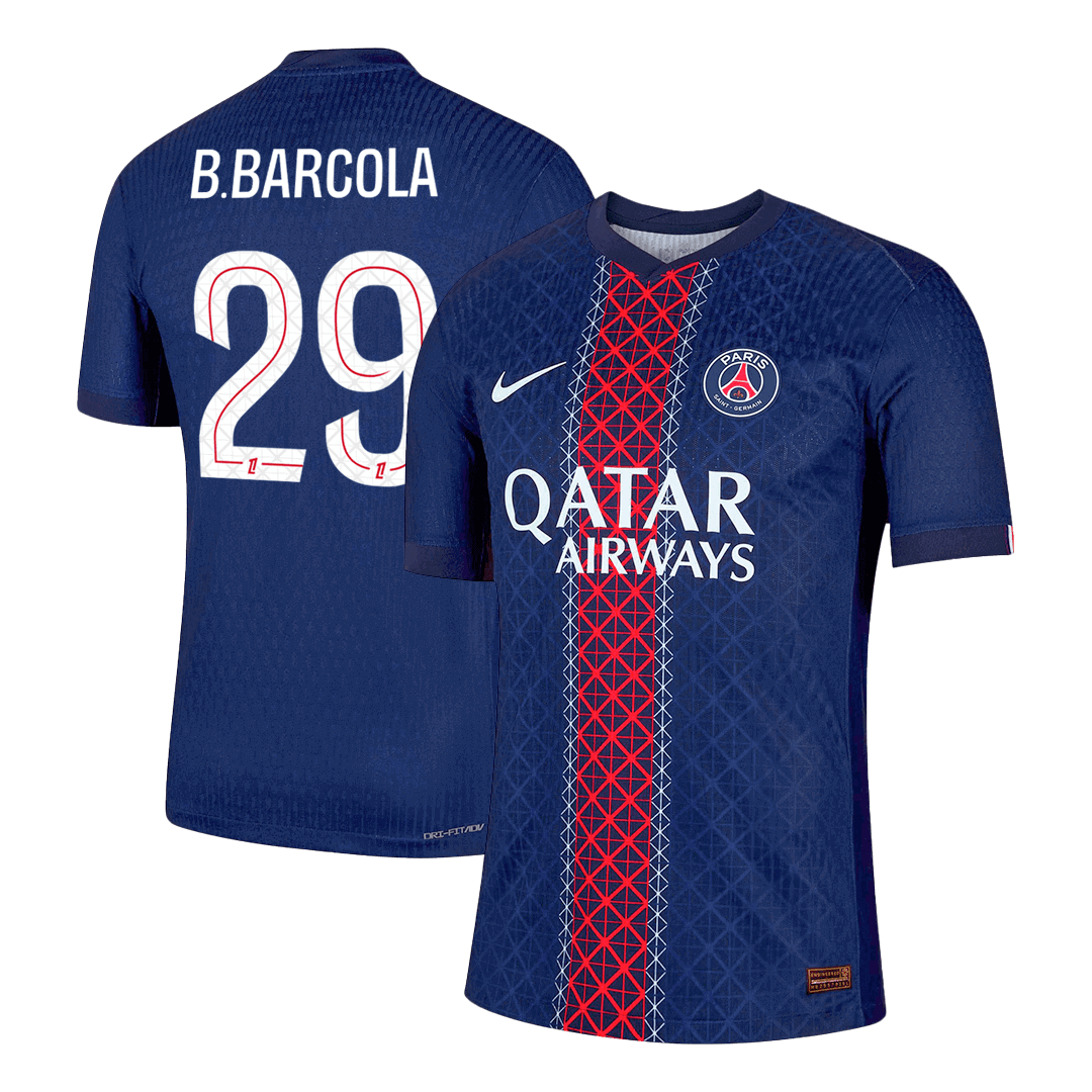 Camiseta Auténtica B.BARCOLA #29 PSG 2025/26 Primera Equipación-Versión Jugador