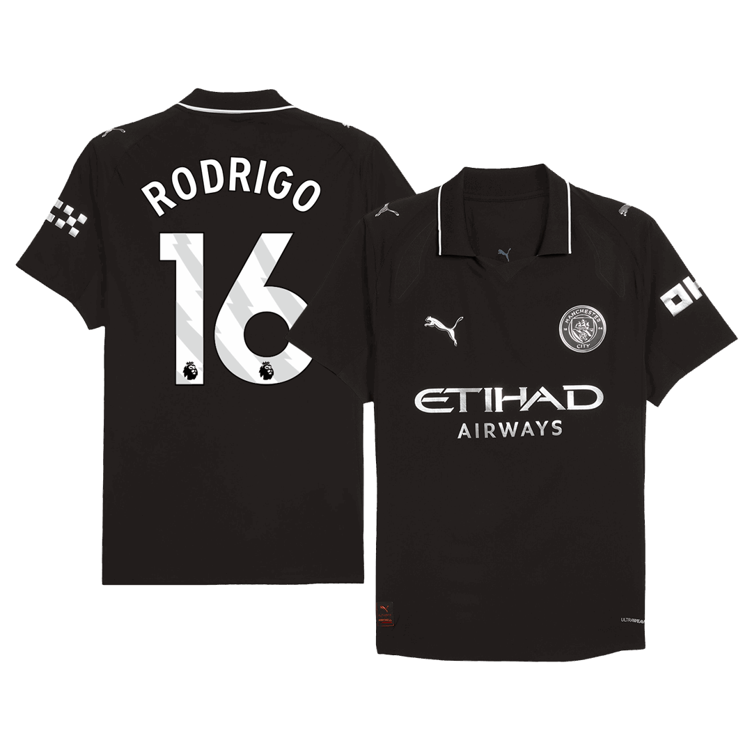 Camiseta Auténtica RODRIGO #16 Manchester City 2025/26 Segunda Equipación-Versión Jugador