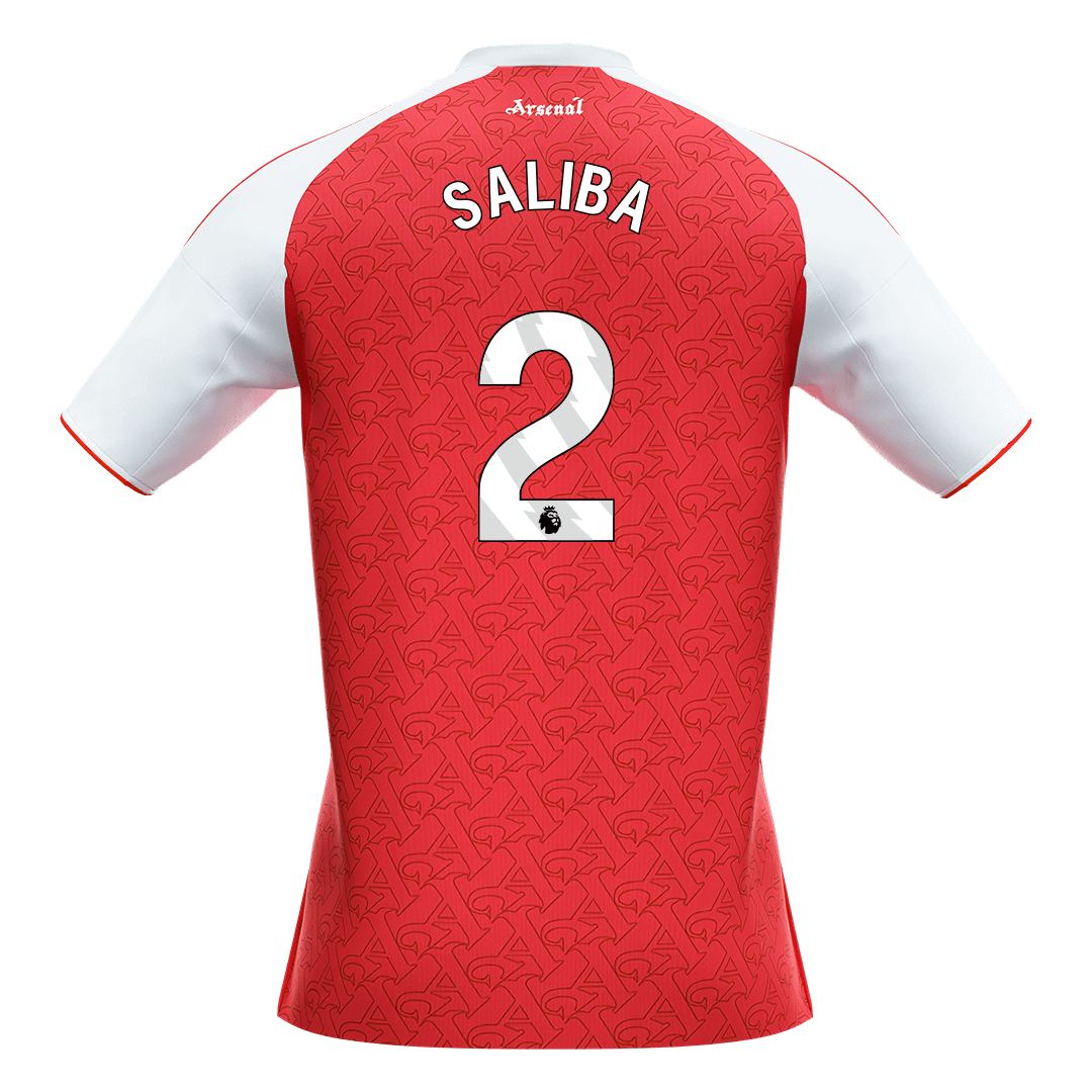 Calidad Premium Camiseta SALIBA #2 Arsenal 2025/26 Primera Equipación -Versión Hincha