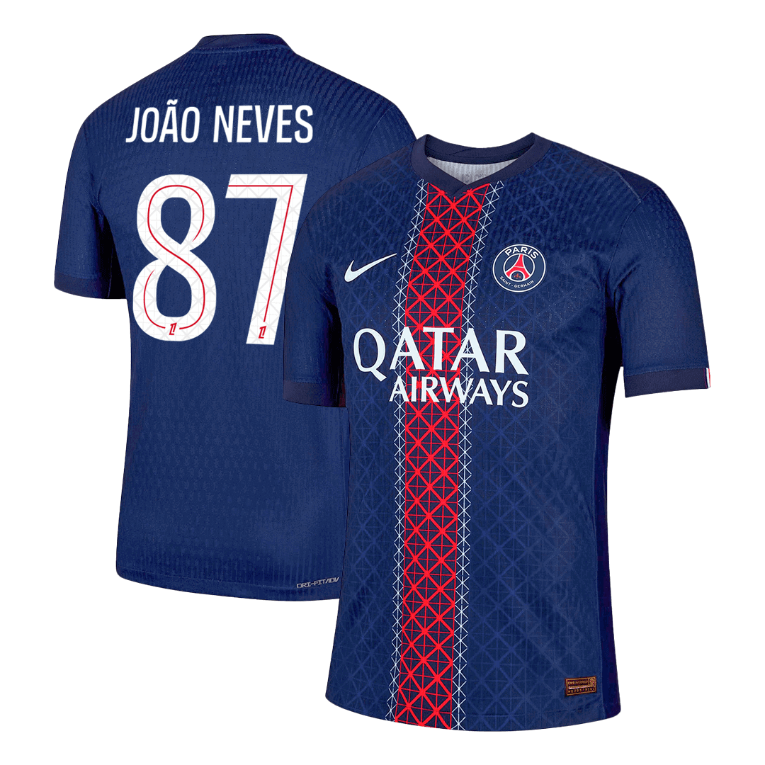 Camiseta Auténtica JOÃO NEVES #87 PSG 2025/26 Primera Equipación -Versión Jugador