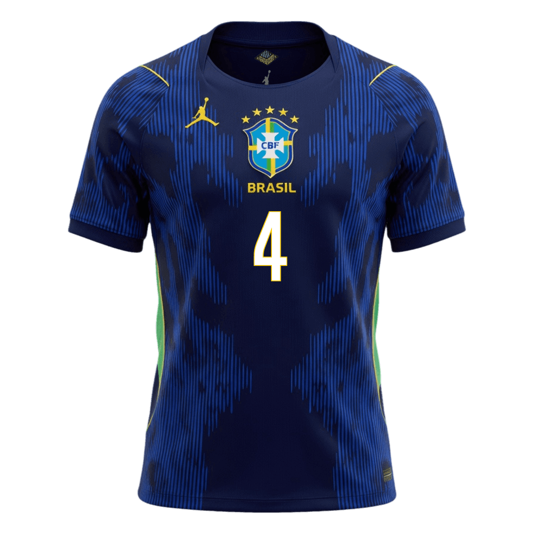 Camiseta MARQUINHOS #4 Brazil 2026 Segunda Equipación Copa del Mundo - Versión Hincha