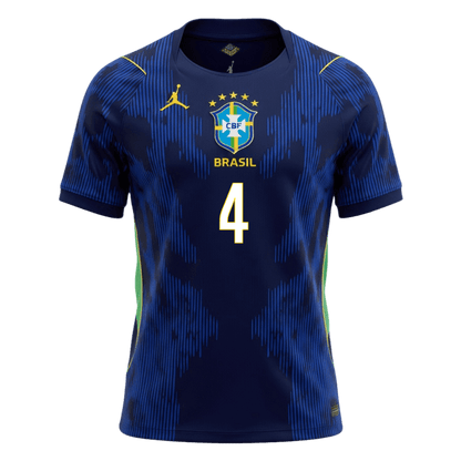 Camiseta MARQUINHOS #4 Brazil 2026 Segunda Equipación Copa del Mundo - Versión Hincha