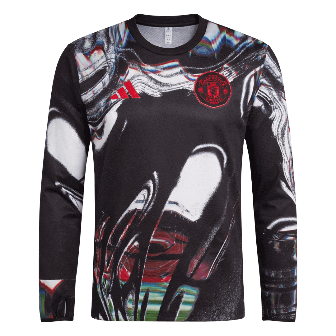 Manga Larga Manchester United 2025/26 Pre-Partido -Versión Hincha camiseta de fútbol