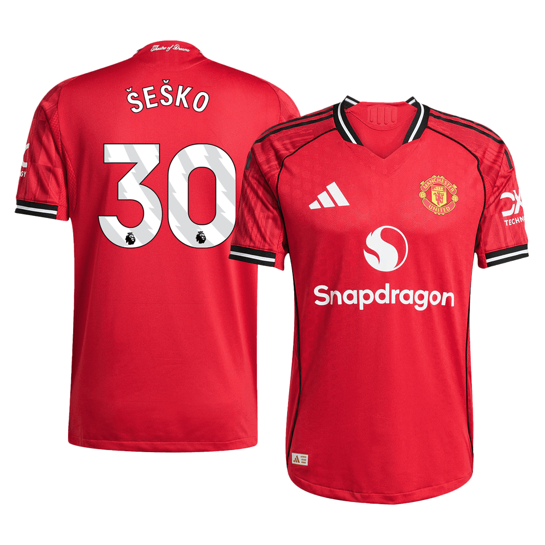 Camiseta Auténtica ŠEŠKO #30 Manchester United 2025/26 Primera Equipación-Versión Jugador-Camisetas Pasion Shop