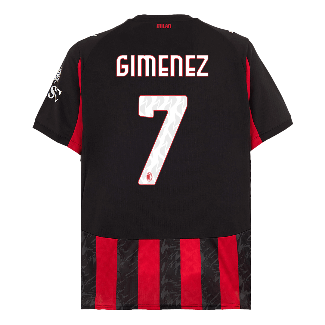 Calidad Premium Camiseta GIMENEZ #7 AC Milan 2025/26 Primera Equipación -Versión Hincha