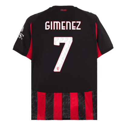 Calidad Premium Camiseta GIMENEZ #7 AC Milan 2025/26 Primera Equipación -Versión Hincha