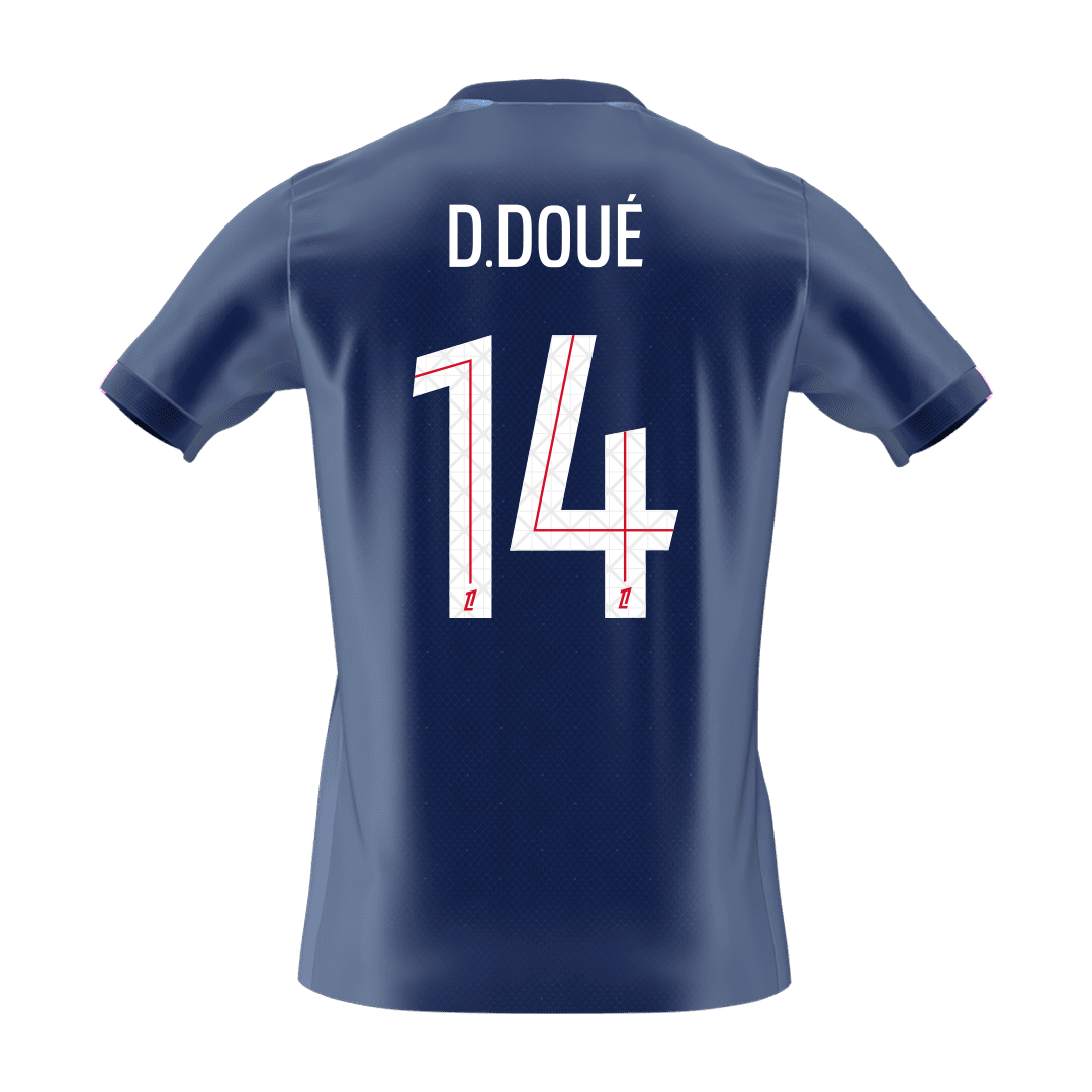 Calidad Premium Camiseta D.DOUÉ #14 PSG 2025/26 Primera Equipación -Versión Hincha