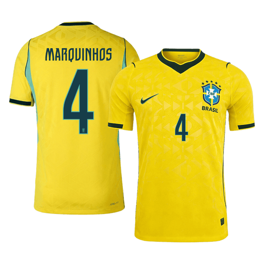 Camiseta Auténtica MARQUINHOS #4 Brazil 2026 Primera Equipación Copa del Mundo -Versión Jugador