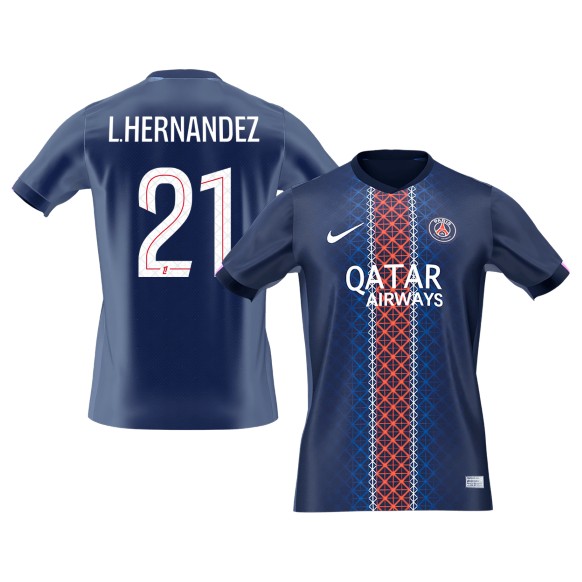 Calidad Premium Camiseta L.HERNANDEZ #21 PSG 2025/26 Primera Equipación -Versión Hincha