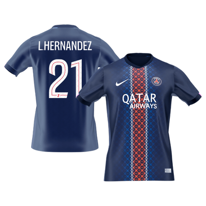 Calidad Premium Camiseta L.HERNANDEZ #21 PSG 2025/26 Primera Equipación -Versión Hincha
