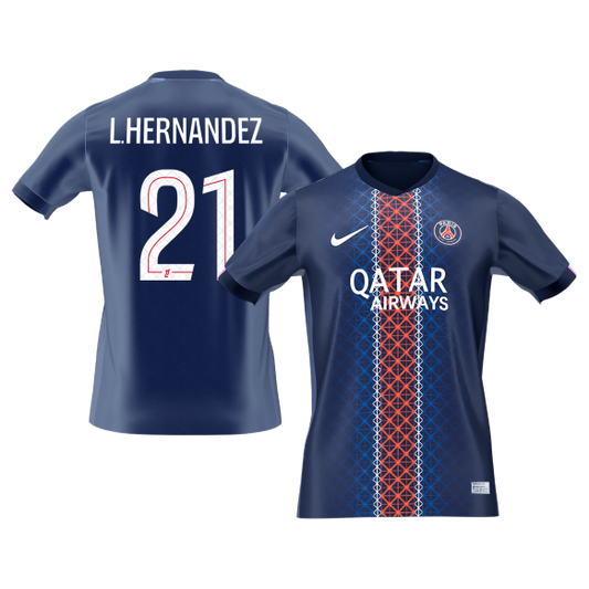 Calidad Premium Camiseta L.HERNANDEZ #21 PSG 2025/26 Primera Equipación -Versión Hincha