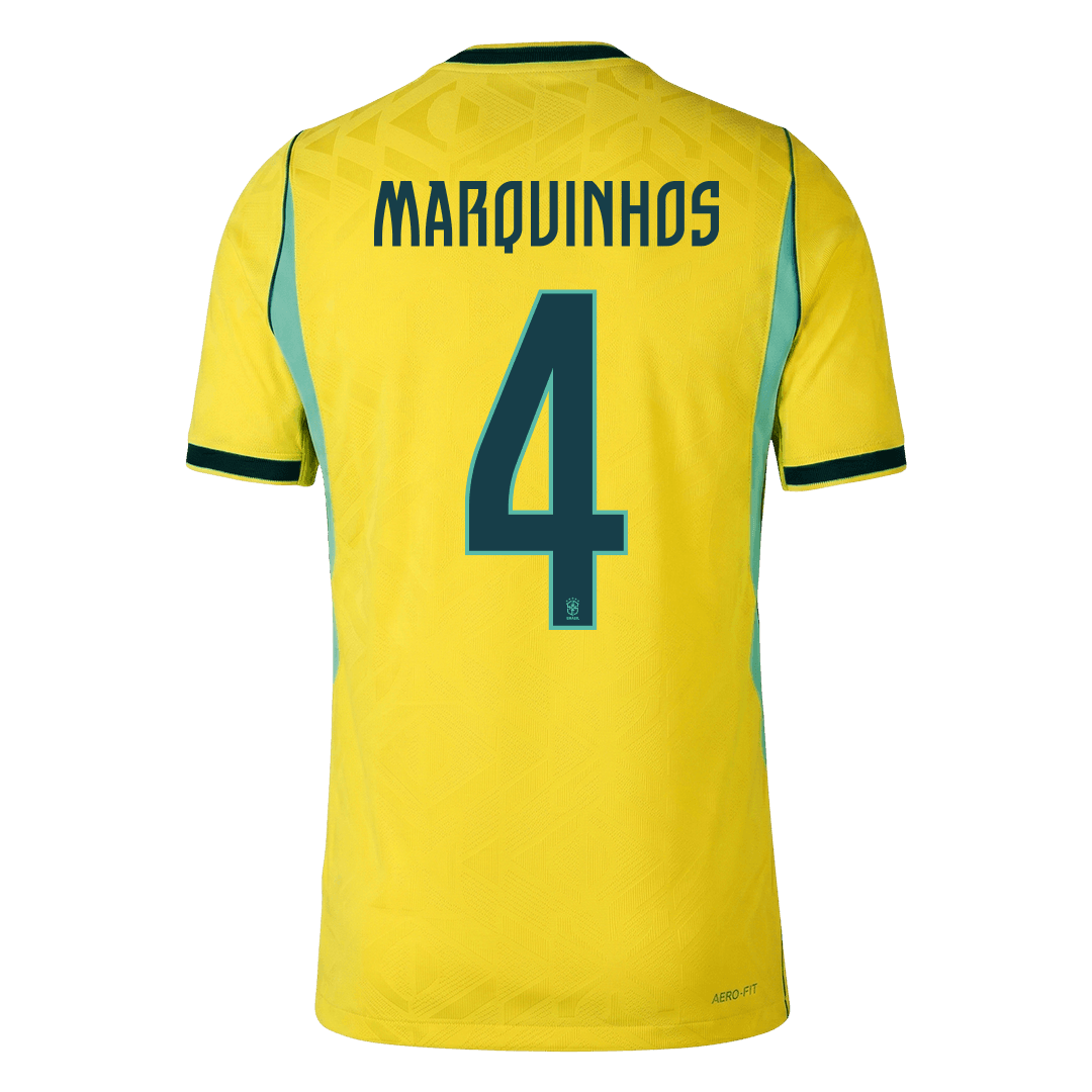 Camiseta Auténtica MARQUINHOS #4 Brazil 2026 Primera Equipación Copa del Mundo -Versión Jugador