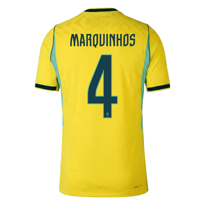 Camiseta Auténtica MARQUINHOS #4 Brazil 2026 Primera Equipación Copa del Mundo -Versión Jugador