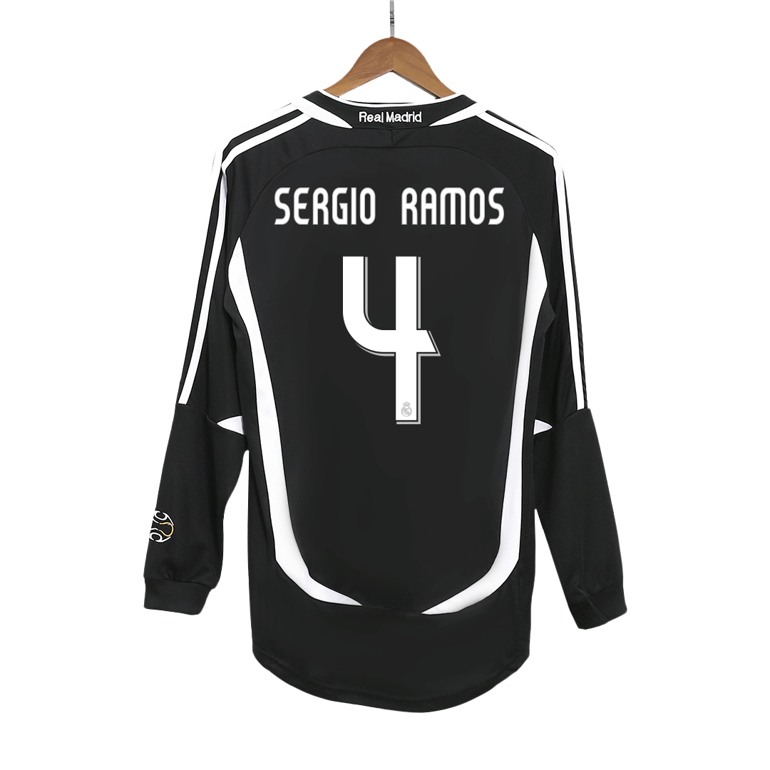 Retro 2006/07 SERGIO RAMOS #4 Real Madrid Segunda Equipación Manga Larga