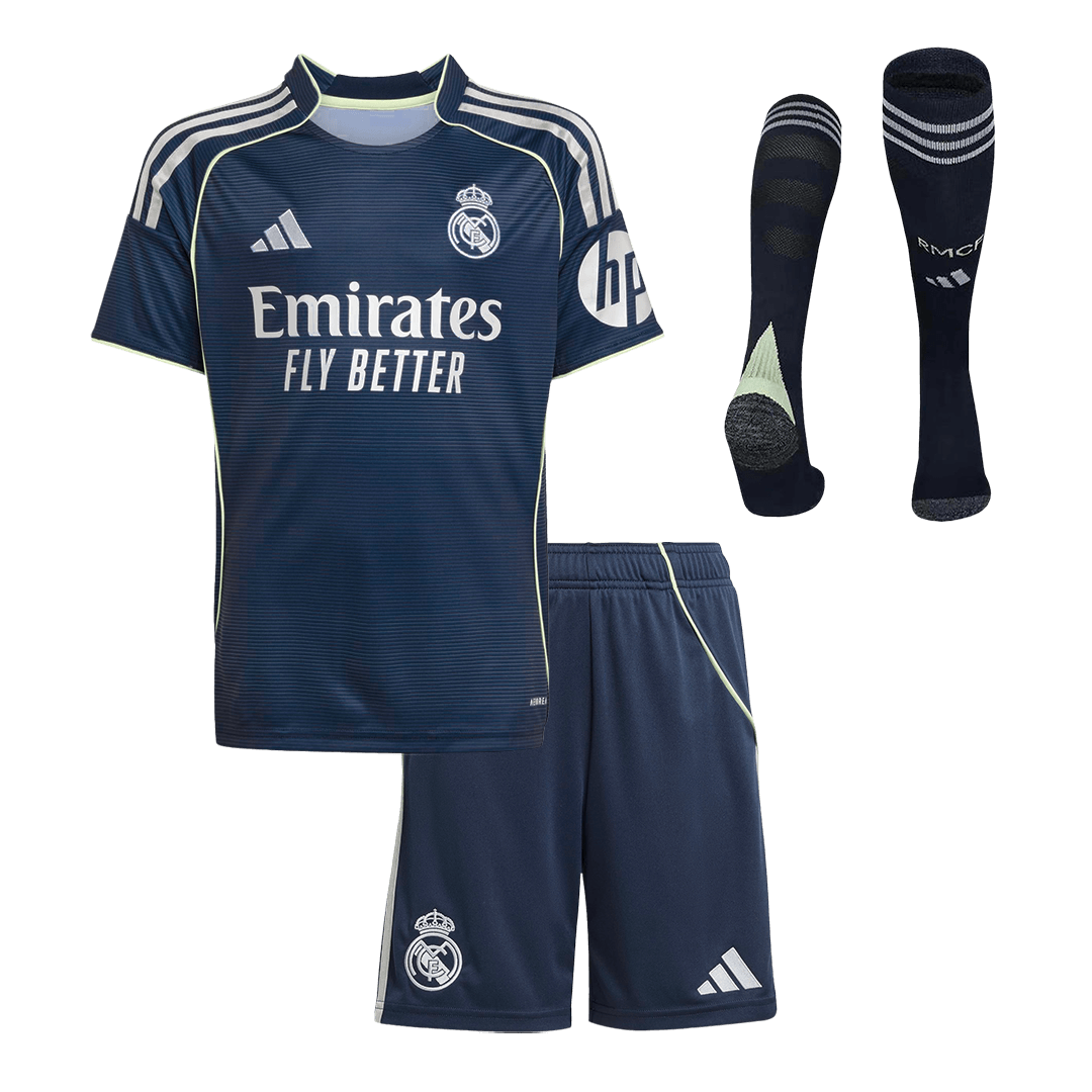 Conjunto Infantil Completo Real Madrid 2025/26 Segunda Equipación Kids-Camisetas Pasion Shop
