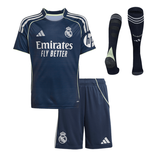 Conjunto Infantil Completo Real Madrid 2025/26 Segunda Equipación Kids-Camisetas Pasion Shop