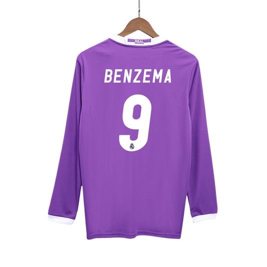 Camiseta Retro 2016/17 Benzema #9 Real Madrid Manga Larga
