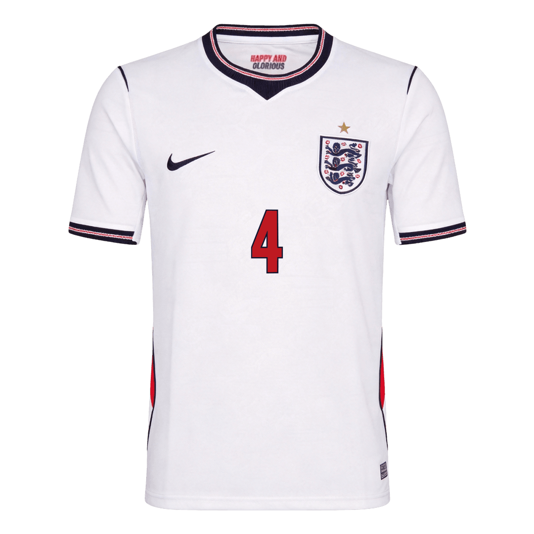 Camiseta RICE #4 England 2026 Primera Equipación Copa del Mundo - Versión Hincha