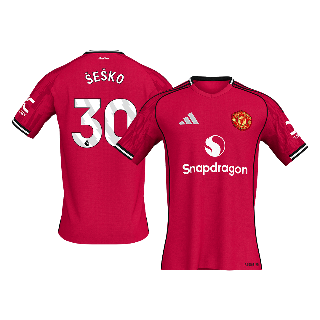 Calidad Premium Camiseta ŠEŠKO #30 Manchester United 2025/26 Primera Equipación -Versión Hincha