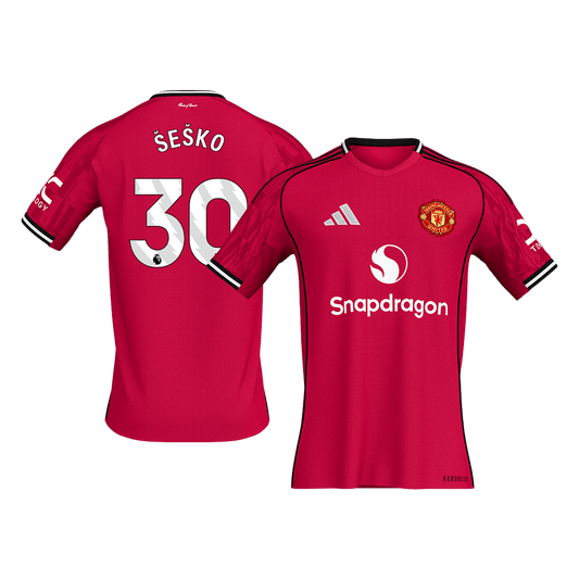 Calidad Premium Camiseta ŠEŠKO #30 Manchester United 2025/26 Primera Equipación -Versión Hincha