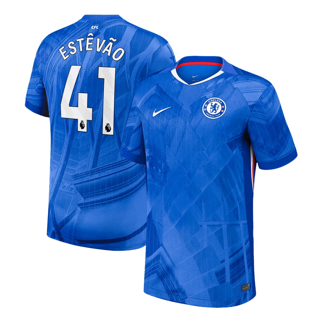 Calidad Premium Camiseta ESTÊVÃO #41 Chelsea 2025/26 Primera Equipación -Versión Hincha