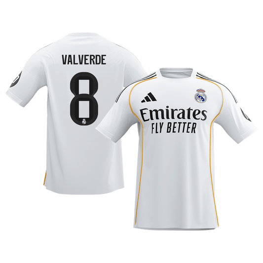 Calidad Premium Camiseta VALVERDE #8 Real Madrid 2025/26 Primera Equipación-Versión Hincha