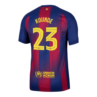 UCL Camiseta Auténtica KOUNDE #23 Barcelona 2025/26 Primera Equipación -Versión Jugador
