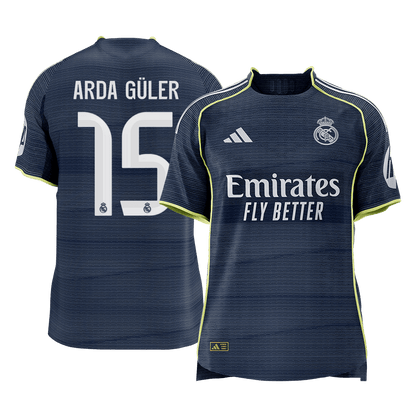 Calidad Premium Camiseta Auténtica ARDA GÜLER #15 Real Madrid 2025/26 Segunda Equipación -Versión Jugador
