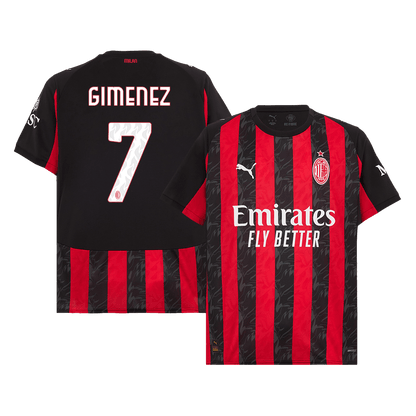 Calidad Premium Camiseta GIMENEZ #7 AC Milan 2025/26 Primera Equipación -Versión Hincha