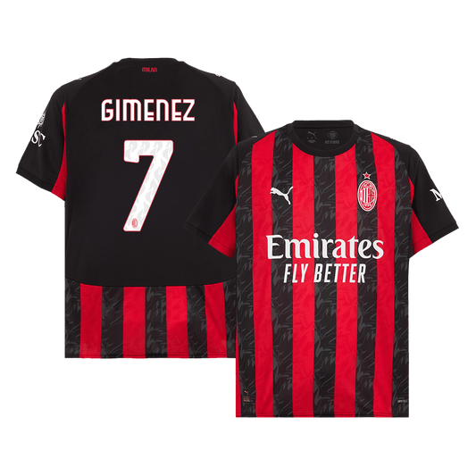 Calidad Premium Camiseta GIMENEZ #7 AC Milan 2025/26 Primera Equipación -Versión Hincha