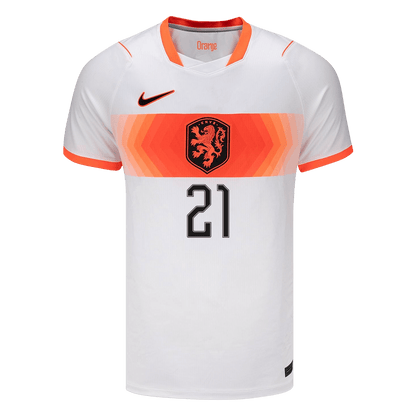 Camiseta F.DE JONG #21 Netherlands 2026 Segunda Equipación Copa del Mundo - Versión Hincha