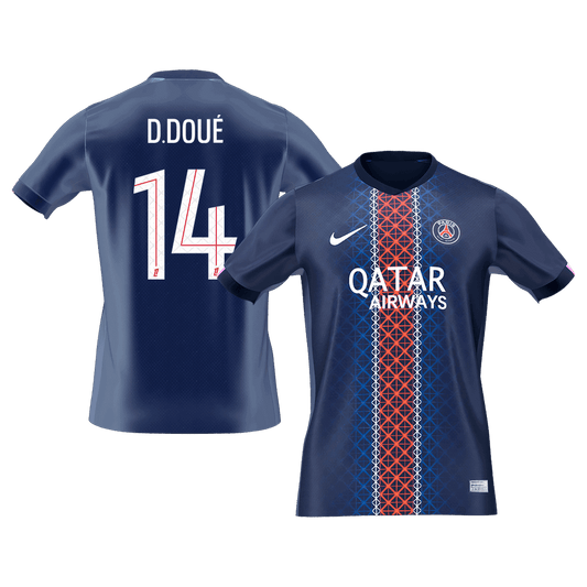 Calidad Premium Camiseta D.DOUÉ #14 PSG 2025/26 Primera Equipación-Versión Hincha