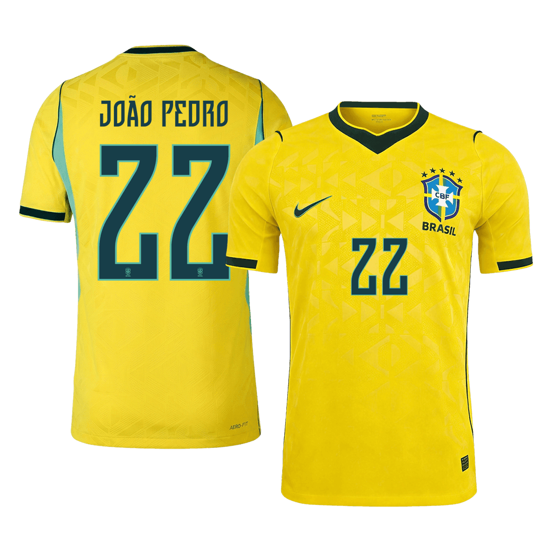 Camiseta Auténtica JOÃO PEDRO #22 Brazil 2026 Primera Equipación Copa del Mundo -Versión Jugador