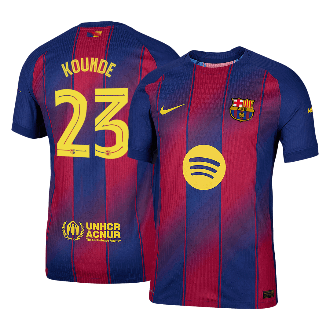 UCL Camiseta Auténtica KOUNDE #23 Barcelona 2025/26 Primera Equipación -Versión Jugador
