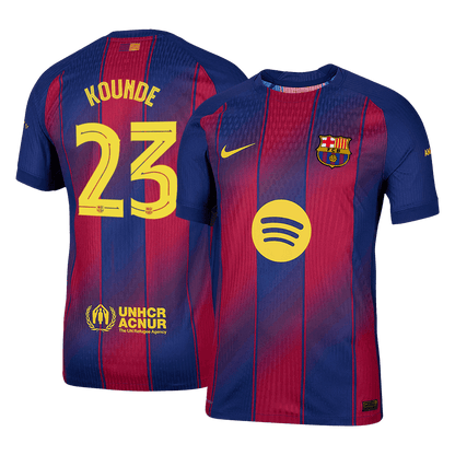 UCL Camiseta Auténtica KOUNDE #23 Barcelona 2025/26 Primera Equipación -Versión Jugador