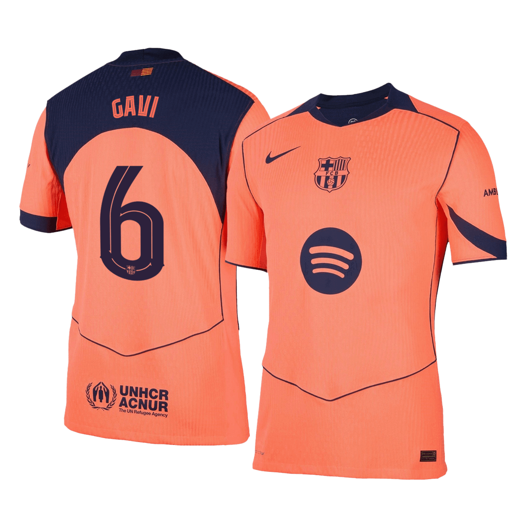 UCL Camiseta Auténtica GAVI #6 Barcelona 2025/26 Tercera Equipación -Versión Jugador-Camisetas Pasion Shop