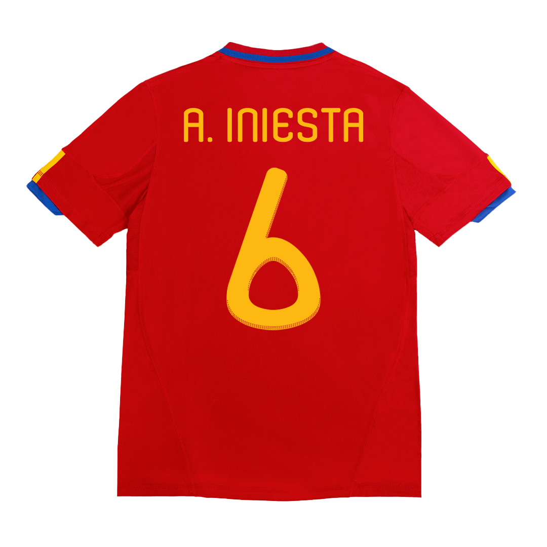 Retro 2010 A. INIESTA #6 Spain Primera Equipación Copa del Mundo