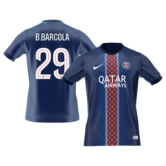 Calidad Premium Camiseta B.BARCOLA #29 PSG 2025/26 Primera Equipación-Versión Hincha