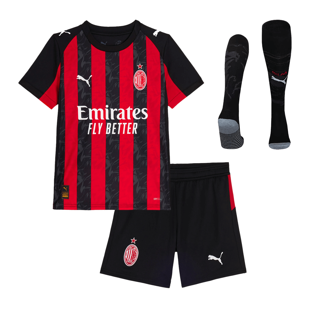 Conjunto Infantil Completo AC Milan 2025/26 Primera Equipación Kids-Camisetas Pasion Shop