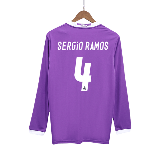 Camiseta Retro 2016/17 Sergio Ramos #4 Real Madrid Manga Larga