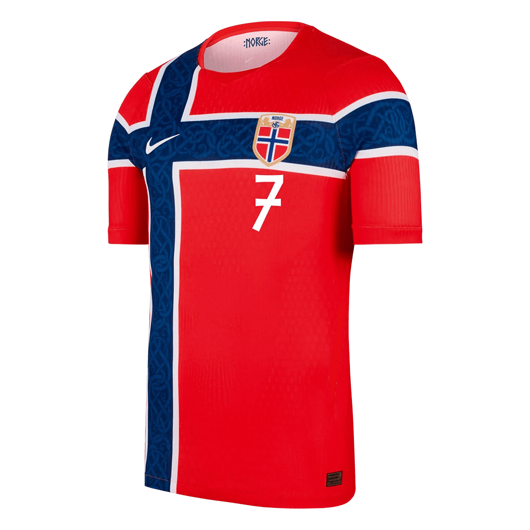 Camiseta Auténtica SØRLOTH #7 Norway 2026 Primera Equipación Copa del Mundo -Versión Jugador
