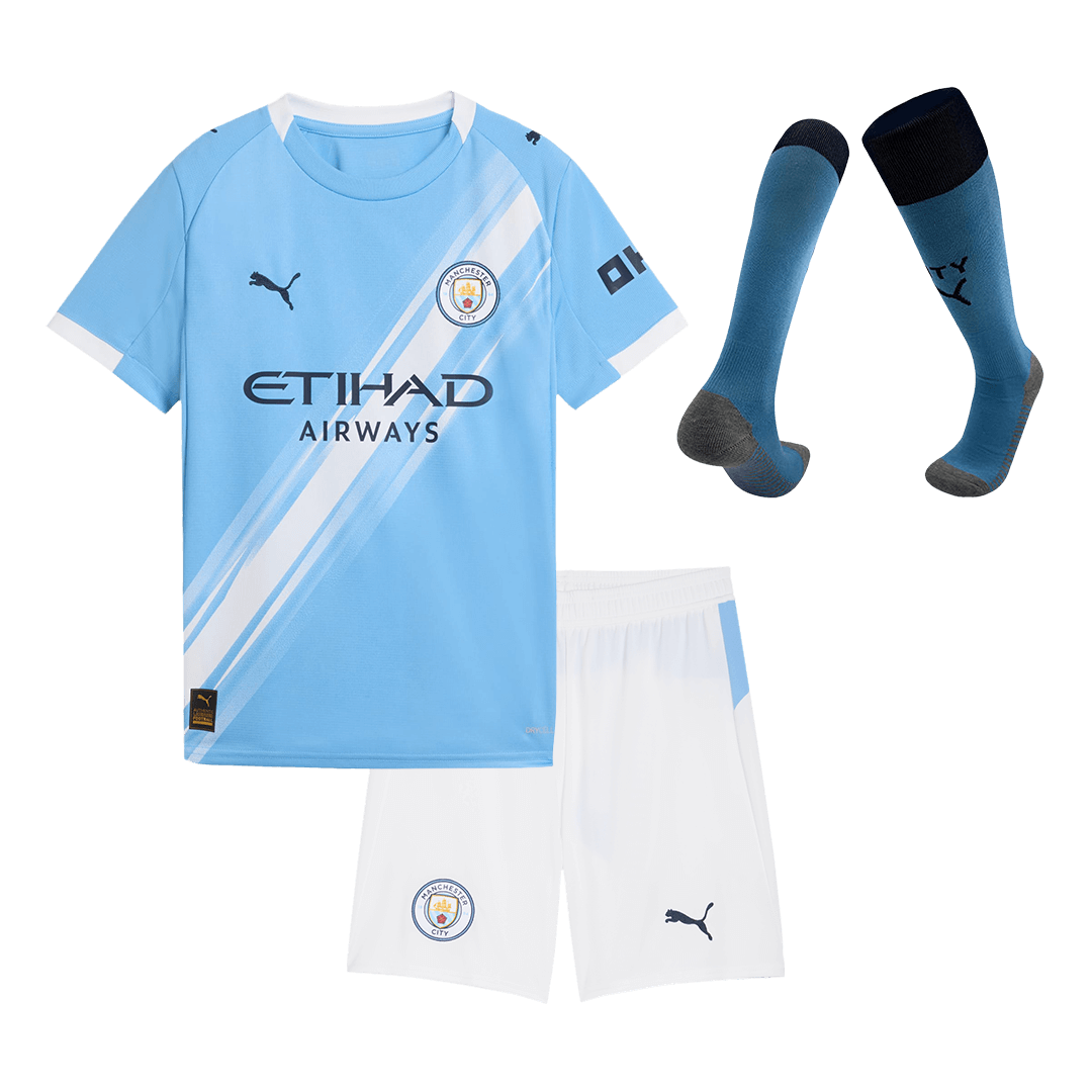 Conjunto Infantil Completo Manchester City 2025/26 Primera Equipación Kids-Camisetas Pasion Shop