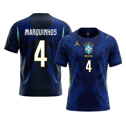 Camiseta MARQUINHOS #4 Brazil 2026 Segunda Equipación Copa del Mundo - Versión Hincha