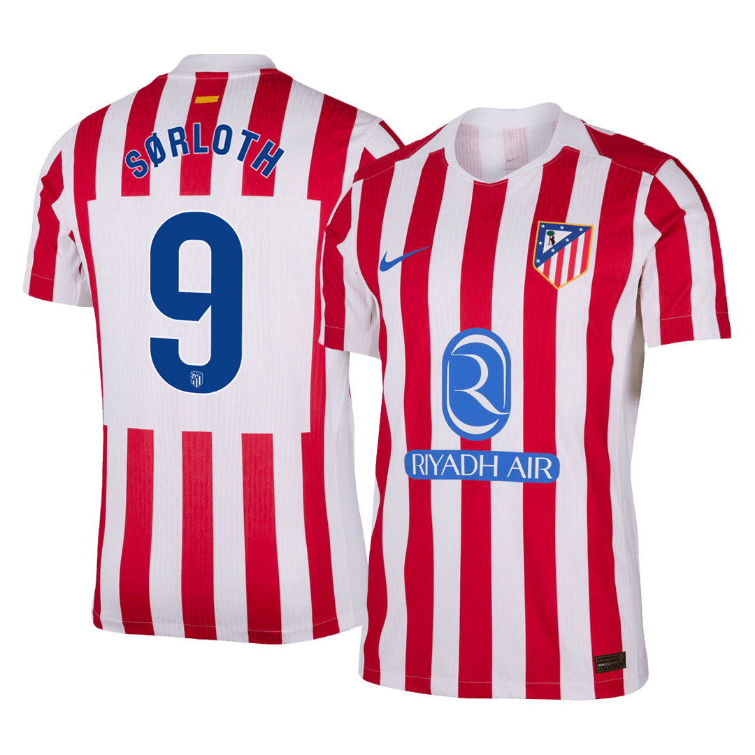 Camiseta Auténtica SØRLOTH #9 Atletico Madrid 2025/26 Primera Equipación -Versión Jugador