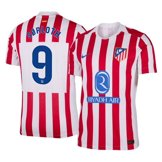 Camiseta Auténtica SØRLOTH #9 Atletico Madrid 2025/26 Primera Equipación -Versión Jugador
