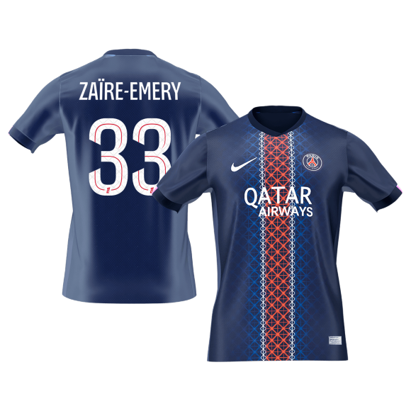 Calidad Premium Camiseta ZAïRE EMERY #33 PSG 2025/26 Primera Equipación -Versión Hincha